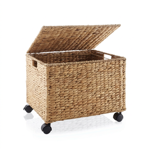 Panier de rangement pliable en jacinthe d'eau le plus vendu organisateur sur roues avec décoration de la maison vente en gros Viettimecraft Vietnam - Product Image 1