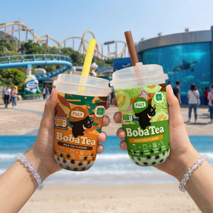 Honeydew Fast Heat Green Melon Milk Tea Microwave Boba <b>Cup</b> Halal <b>Cup</b> Kit Self Contained Straw For Quick Grab And Go Stores - Product Image 4