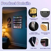 Vitrine murale noire pour 35 cartes gradées avec éclairage LED, verrouillable, pour collectionneurs de cartes sportives