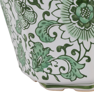 Vasi Rotondi in Gres con Bordo Ondulato, Design Floreale Verde, Contenitori Decorativi per Piante da Interno ed Esterno - Product Image 6