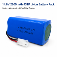 Paket Baterai Li-Ion 18650 4S1P 14.8V 2600mAh Kustom dengan Konektor 2 Pin OEM ODM Pasokan Grosir