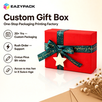Boîtes cadeaux rigides en deux parties personnalisées de luxe EAZYPACK, couleur rouge, pour les cadeaux de Noël et du Nouvel An, avec ruban et nœud, vente en gros et logo personnalisé