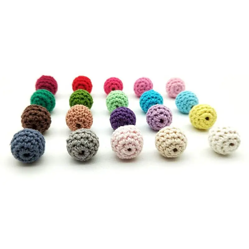 Vente en gros 36 couleurs DIY Charms Perles de crochet en bois de hêtre 20mm pour accessoires de bijoux de bracelet