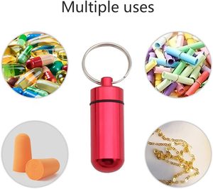 Wholesales Portable Miniature <b>Waterproof</b> Seal Metal Aluminum Pill Box Black Storage Container Metal Pill Cases with Keychain - Product Image 2