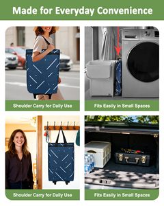 For Large Capacity Haoken PP Material Portable Multifunctional Wheel Shopping Bag Foldable Universal Laundry <b>Basket</b> Wholesale - Product Image 3