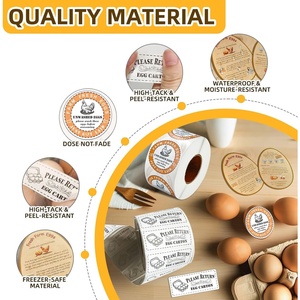 Lot d'autocollants pour œufs frais de la ferme, comprenant 250 cartes d'instructions, 800 autocollants ronds non lavés pour cartons d'œufs fraîchement coulés - Product Image 3