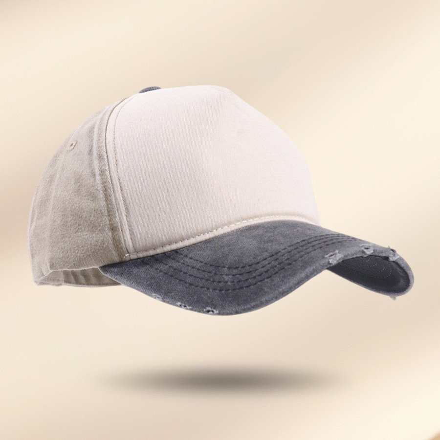 Khaki top with black brim