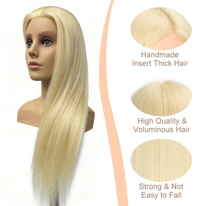 Tête de mannequin en cheveux humains naturels, lisses, longueur 65 cm, avec épaules, pour la coupe et le tressage de cheveux - Product Image 5
