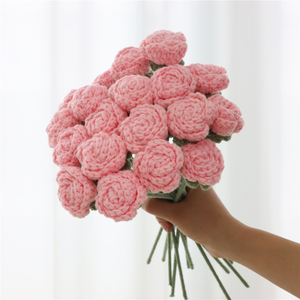Ngày Valentine Hoa Hồng Dệt Kim Bó Hoa Crochet Hoa <span class=keywords><strong>Handmade</strong></span> Mô Phỏng Hoa Bông Hoa Bán Buôn - Product Image 6