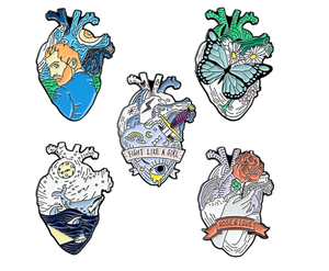 Nueva llegada 5 estilos personalizados <span class=keywords><strong>Van</strong></span> <span class=keywords><strong>Gogh</strong></span> espacio océano ballena <span class=keywords><strong>Rosa</strong></span> chica poder órgano en forma <span class=keywords><strong>de</strong></span> corazón broche <span class=keywords><strong>de</strong></span> solapa gran oferta - Product Image 1