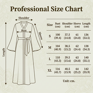 Abaya Musulmana con Pedrería para Mujer, con Cinturón y Mangas Anchas, Marca Privada - Product Image 4