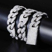 NK19070001 Collier Hip-Hop en laiton pour hommes Nouveau 20mm Nez de cochon Miami Lock Chaîne cubaine Full Zircon Bijoux à maillons plaqués or