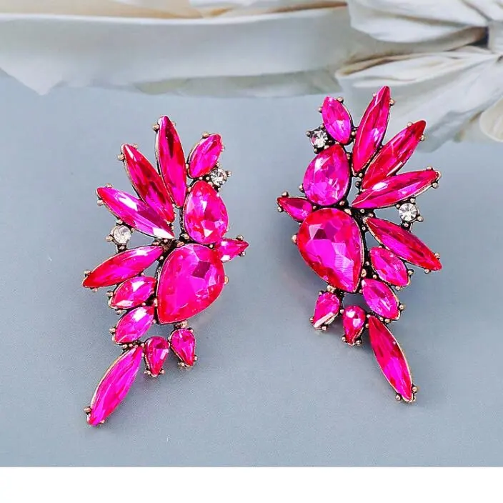 2023 New Arrival Colorful Crystal Bird Dangle Earrings for Women Fashion Irregular Diamond Rhinestone Earrings Wedding Jewelry