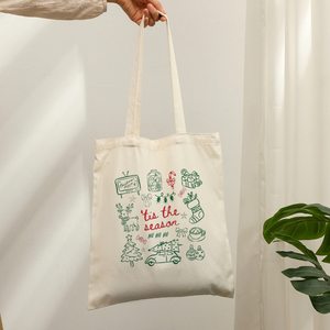 Sac fourre-tout en toile durable à motif de Noël, vintage, personnalisé, réutilisable, pour femme, sac à bandoulière, sur mesure - Product Image 3