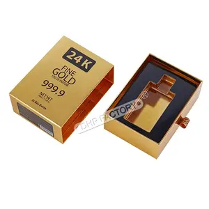 Thiết Kế Oem 24K Người Đàn Ông Sáng Tạo Cứng Nhắc Nước Hoa Dầu Trượt Vàng Bóng Hộp 30Ml Trong Ngăn Kéo Rỗng Bao Bì Với Pvc Vỉ Khay