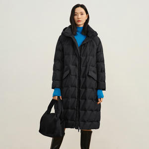 2024 automne hiver femmes Long manteau blanc canard matelassé à capuche veste support à la mode cocon Style ample surdimensionné cocon Style - Product Image 1