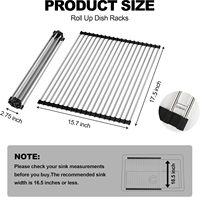 Égouttoir à vaisselle pliable et portable en acier inoxydable MECHEER, imperméable (17,5''x15,6'')