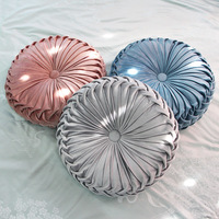 Coussin de sol en velours pour canapé, en forme de citrouille, rond et plissé, vente en gros