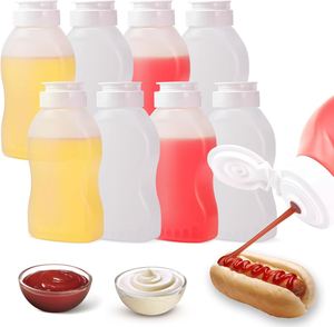 Wholesale Transparent Upside Down Convert Plastic Squeeze Bottle for Ketchup Honey Hot Sauce & Jelly with Flip Top Cap 373ml - Product Image 1