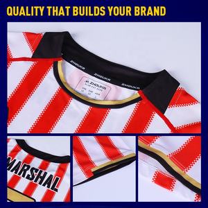 Proveedor de Fábrica, Fabricante de Uniformes de Fútbol, OEM, Personalización al por Mayor, Sublimación, Camisetas de Fútbol Profesionales a Rayas para Equipos - Product Image 3