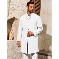 Manteaux Kurta en Coton pour Hommes 2025 – Tenues Ethniques Indiennes à Col Mandarin pour Mariages et Fêtes – Robe Kaftan Décontractée