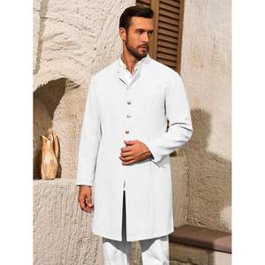 Abrigos Kurta de algodón para hombre 2025, trajes étnicos con cuello mandarín indio para bodas, fiestas festivas, bata caftán informal - Product Image 6