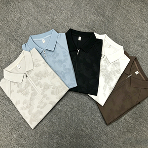 <span class=keywords><strong>Polo</strong></span> da Uomo di Alta Qualità con Stampa <span class=keywords><strong>Jacquard</strong></span> Iron Bull, Mezza Zip Senza Cuciture, per Uso Casual, Business e Quotidiano - Product Image 1