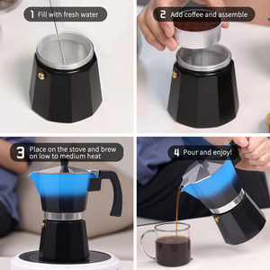 Cafetière à expresso en aluminium Emode, résistante à la chaleur, avec poignée, disponible en gros - Product Image 4