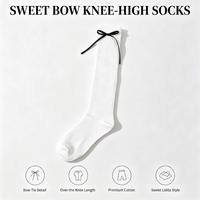 Chaussettes rayées en tricot pour femmes, design nœud en ruban noir et blanc, chaussettes respirantes pour mollets, chaussettes pour femmes