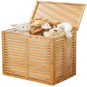 Cesto de ropa de madera rectangular, tipo vertical, ecológico, organizador de ropa, armario de almacenamiento para ropa sucia - Product Image 2