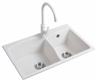 Set Wastafel Dapur Stainless Steel 304 Berkualitas Tinggi dengan Keran, Model Modern Double Bowl, Pilihan Warna (Hitam/Putih), Dapat Disesuaikan