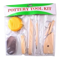Offre Spéciale 8 pièces outil de sculpture en argile manche en bois poterie sculpture Kit d'outils outils essentiels en argile céramique pour débutant