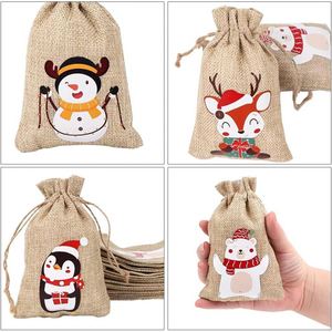Christmas Eco Friendly Camel Color Burlap Jute Gift <b>Bags</b> with Drawstring Customizable Shopping <b>Bag</b> Small Size for Parties - Product Image 2