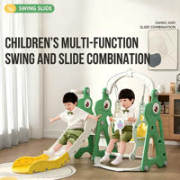 Juego de Columpios y Tobogán de Plástico Colorido para Niños, Equipo de Juego Seguro para Bebés, Hogar, Jardín, Guardería, Rosa, Turquesa, Azul