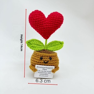 Knitted Sunflower Doll, Emotional Support, White Base, Desktop Ornament, Handmade Crocheted Sunflower Doll - Product Image 6
