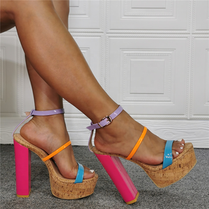Customized Big Size 47 Mixed Color Fashion High-heeled Open Toe <b>Platform</b> Sandals Women <b>Ankle</b> <b>Strap</b> High <b>Heel</b> Shoes Gladiator - Product Image 4