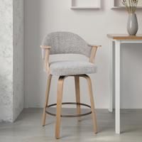 Moderne, drehbare, robuste Barhocker aus Holz in Thekenhöhe mit Rückenlehne und Armlehnen für Schlafzimmer, Esszimmer, Wohnzimmer, Schule und Kücheninsel