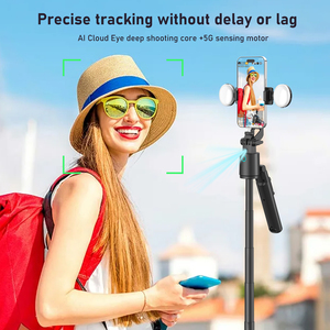 360 °   Stabilisateur de smartphone rotatif avec suivi du visage et déclencheur à distance - Perche à selfie automatique pour diffusion en direct/vlogging - Product Image 3