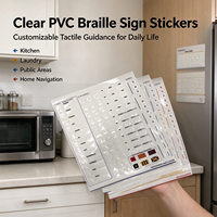 Autocollants de signalisation tactile en PVC transparent personnalisables, étiquettes braille, modèle 011, origine CN, pour la maison, la cuisine, la buanderie et les espaces publics