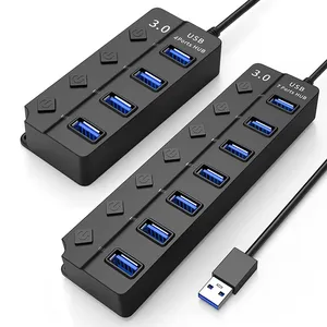 SY125 Factory Directly Round Key Individual Power Switch Spray oil 4Ports USB 3.0 Hub for PC and Laptop