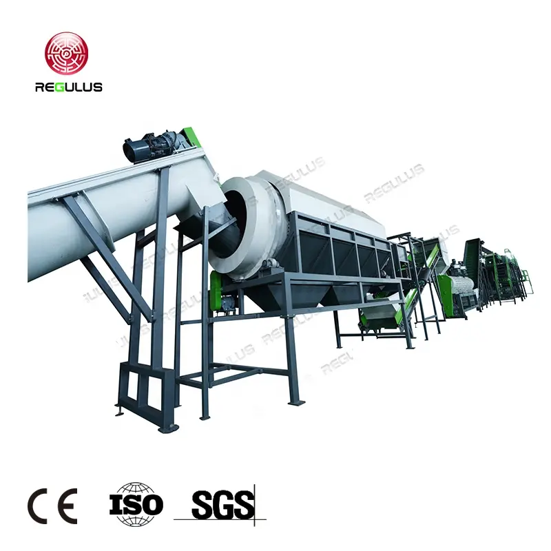 High Output Plastic PET Bottles Recycling Crushing Floating Friction Hot Washing Detwatering Drying Machine Line