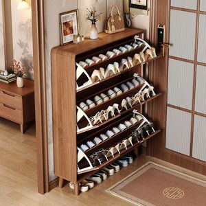 Armoire à <span class=keywords><strong>chaussures</strong></span> de style chinois en bois sur mesure, 24 cm, ultra-fine, à rabat, pour salon, entrée de maison, appartement, étroite, anti-poussière - Product Image 3