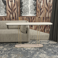 Table basse élégante en métal avec pieds en métal, haut blanc, nordique, moderne, salon, atelier, bureau, salle d'attente, réception, canapé, côté