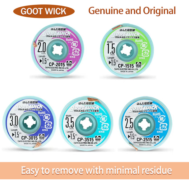 GOOT Original Braided Copper Wire Desoldering Wick CP1515 CP2015 CP2515 CP3015 CP3515 for SMD Solder Removal Tool