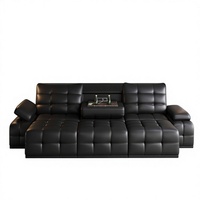 Echtes Leder Ecksofa-Bett Möbelset Modernes Design Massage Verstellbare Funktionen Baumwollfüllung Wohnzimmer