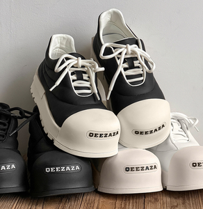 2025 Men's Big Toe Shoes with Lace-Up Closure Cute Bread Canvas Design Thick <strong>Sole</strong> Black <strong>Fat</strong> Shell Shoes - Product Image 2