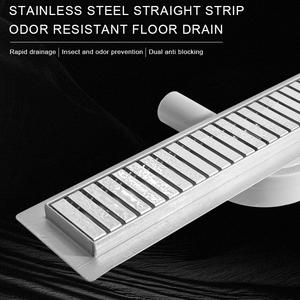 ステンレス鋼タイルインサートサイドアウトレットフロアリニアシャワードレンロンググリッドシェイプ防臭防虫ドレンヘアキャッチャー付き - Product Image 5