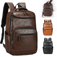 Sac à dos pour homme en cuir PU vintage personnalisé OEM ODM, fabriqué en usine, pour ordinateur portable 15,6 pouces, voyage d'affaires, école, sac à dos