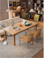 Table à manger rustique en bois massif robuste avec pieds en H, écologique et multi-usages pour la maison, la cuisine et la salle à manger DB02 #