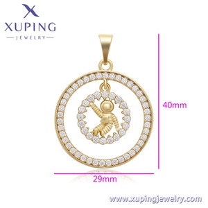X000856765 Bijoux XUPING en Cuivre Plaqué Or 14 carats, Pendentif Rond et Astronaute Tendance - Product Image 2